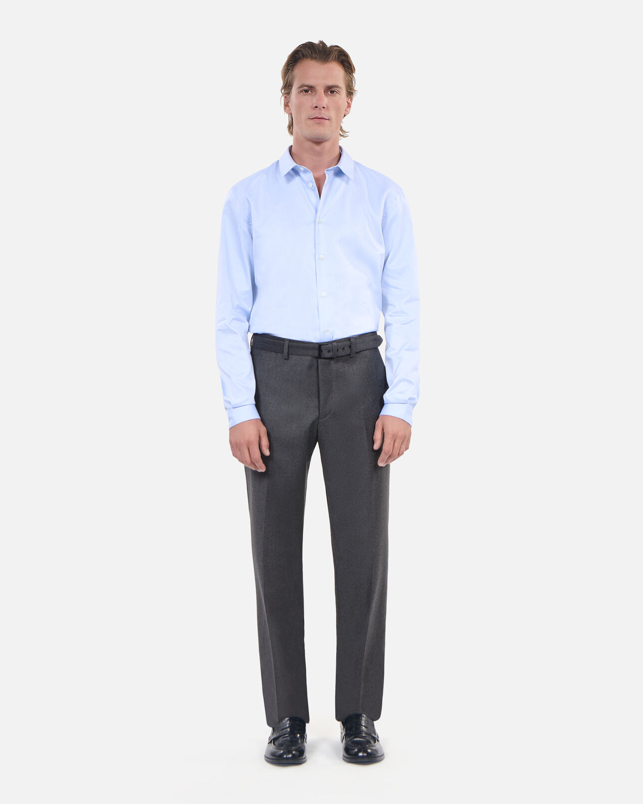 The Kooples MEN LIGHT GREY MEL/WHITE grey flannel suit trousers