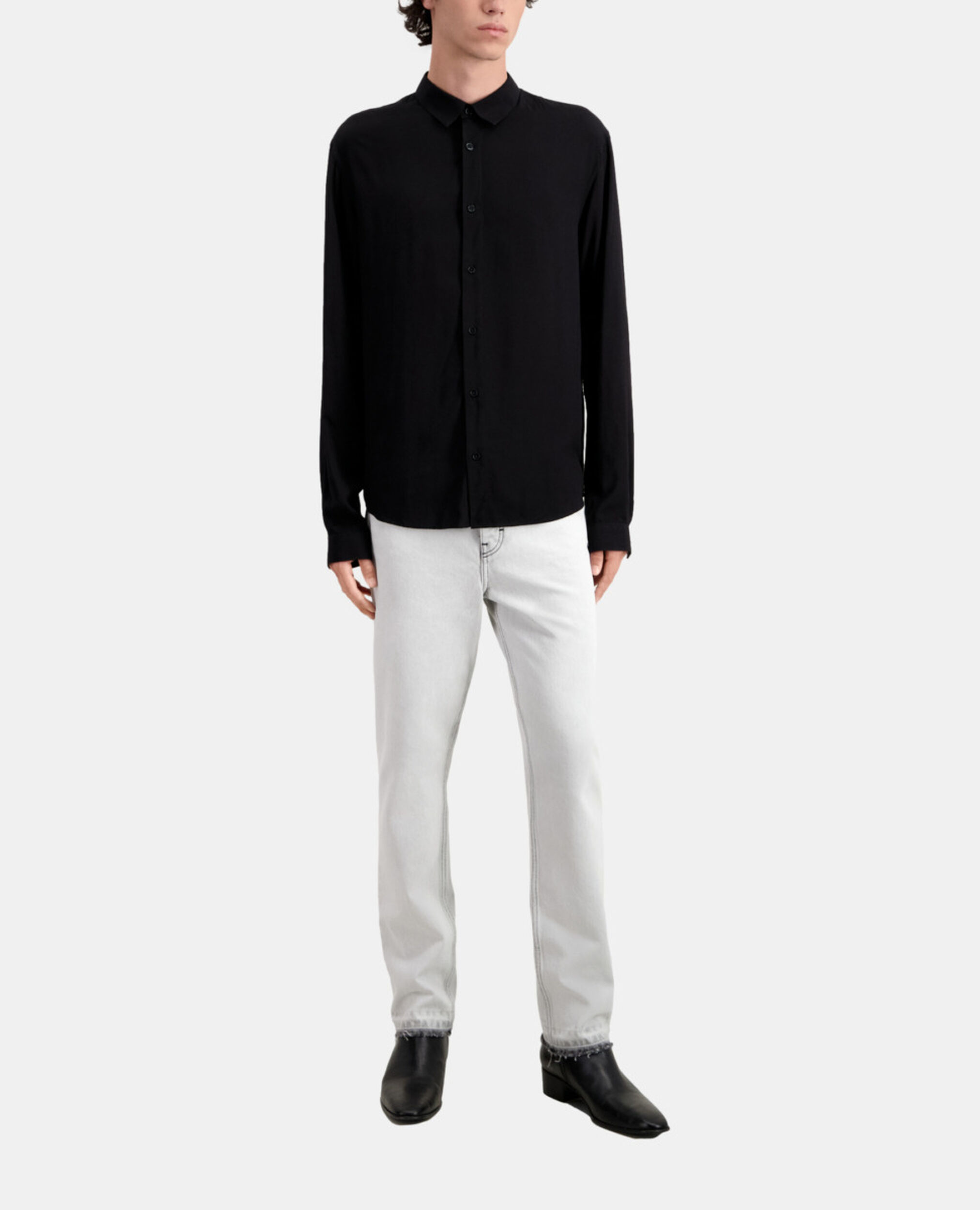 Chemise col classique noire, BLACK, hi-res image number null