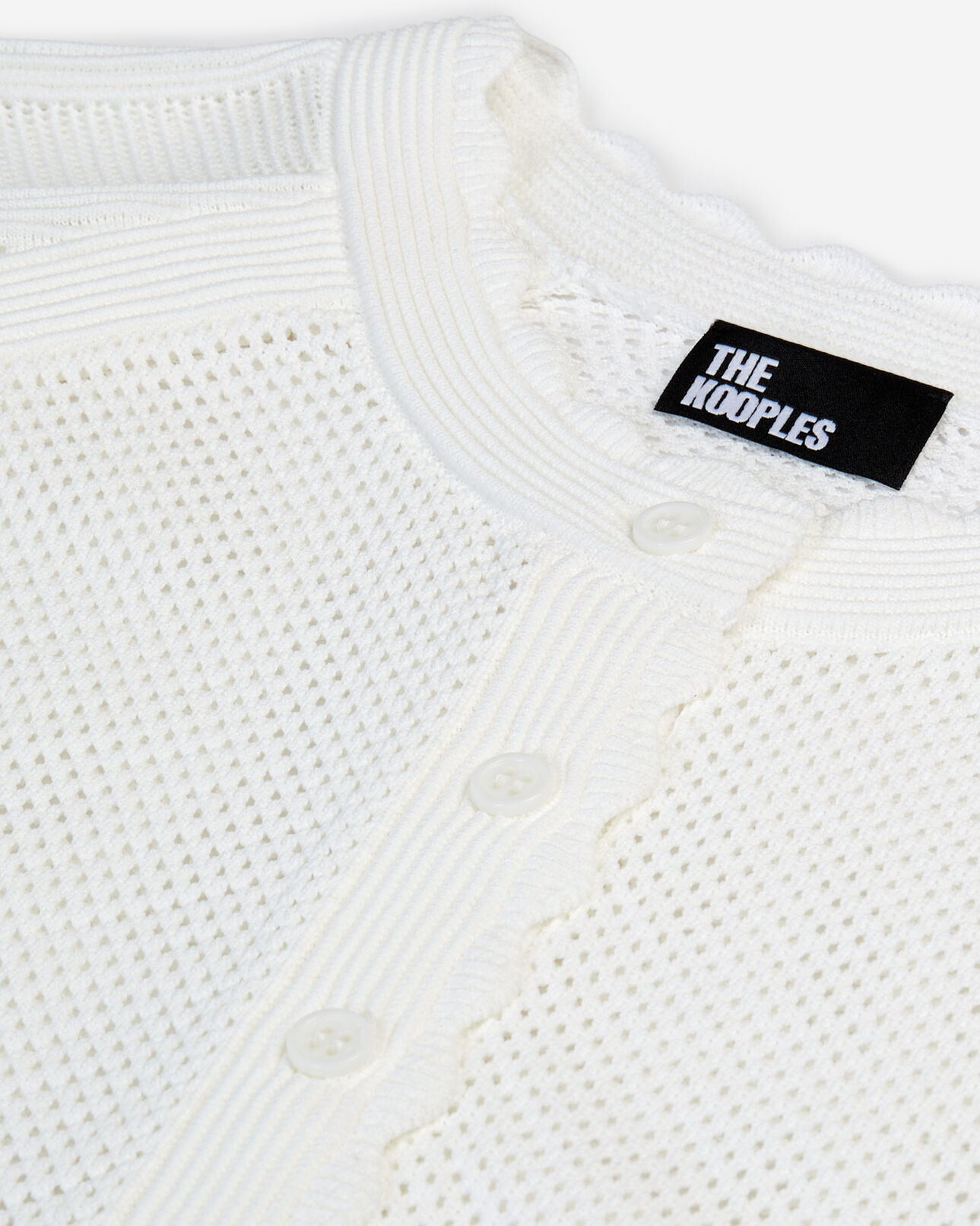 The Kooples DAMEN WHITE weißer kurzer cardigan aus ajour-strick