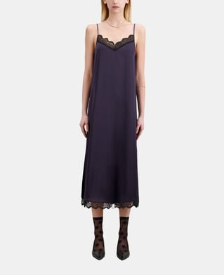 The Kooples DAMEN NAVY marineblaues, langes babydollkleid