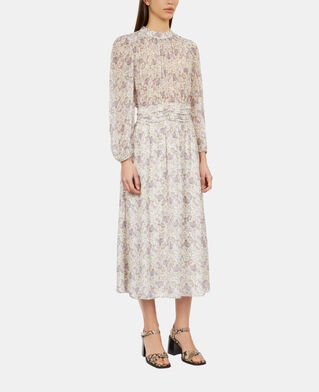 The Kooples F ECRU/MAUVE CHALK long printed dress