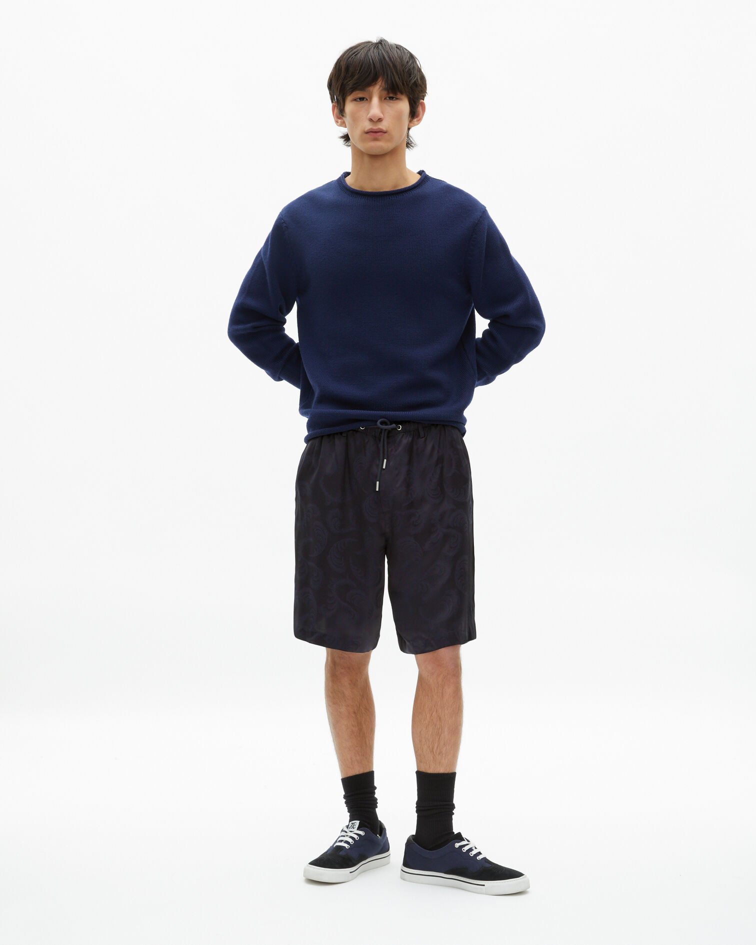 Short en jacquard marine, NAVY, hi-res image number null