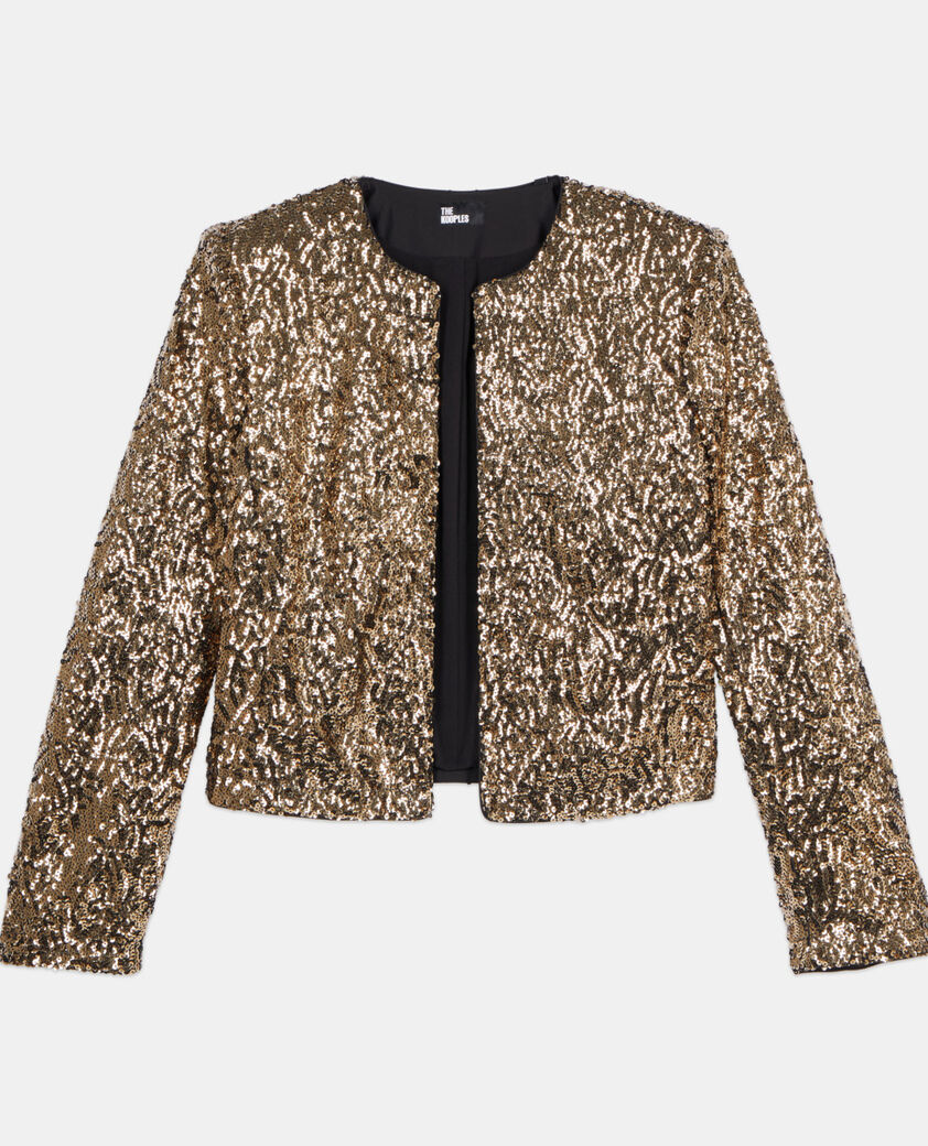 The Kooples FEMME GOLD veste courte à sequins dorés