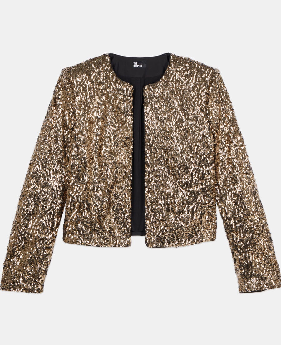 The Kooples DAMEN GOLD goldene kurze jacke mit pailletten
