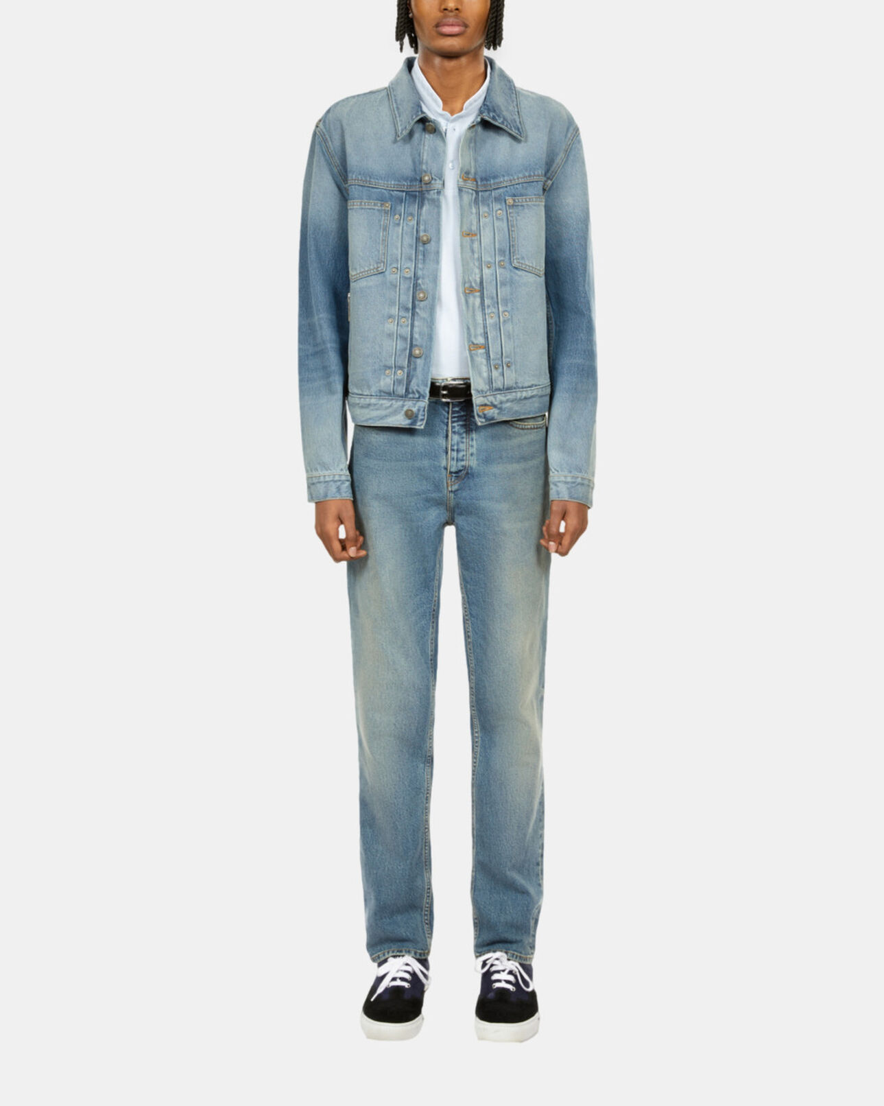 The Kooples MEN BLUE DENIM blue washed denim jacket