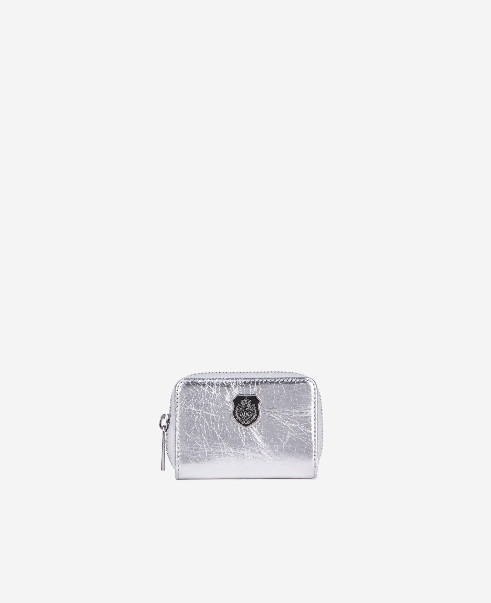 The Kooples FEMME SILVER porte monnaie blason en cuir argenté