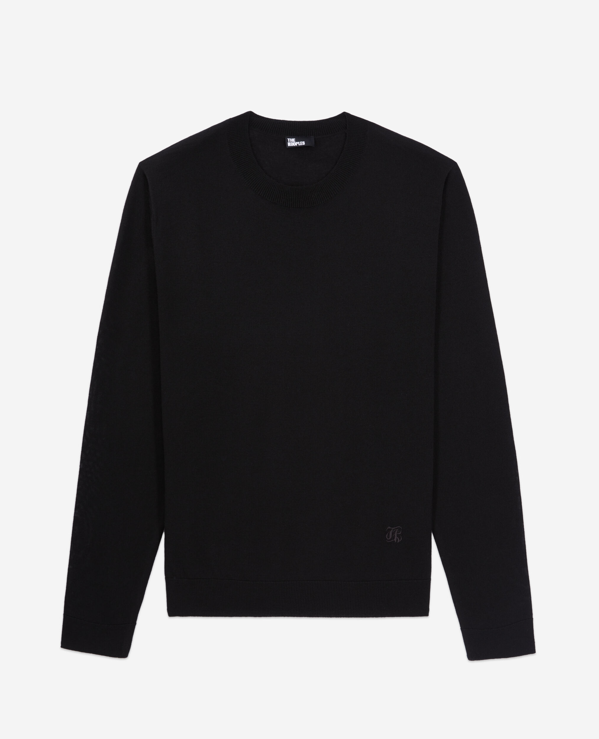 Pull noir en laine mérinos, BLACK, hi-res image number null