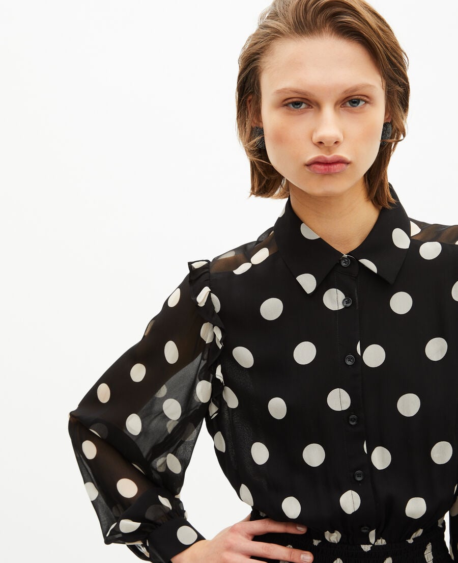 The Kooples F BLACK WHITE black polka dot maxi dress
