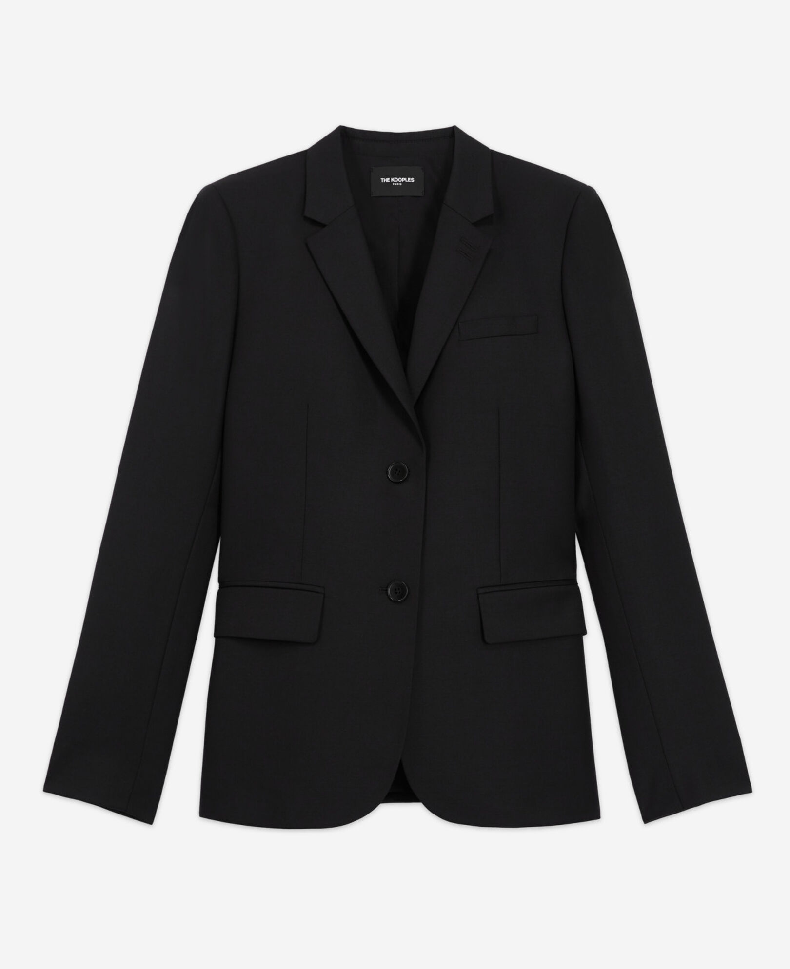 The Kooples WOMEN BLACK black wool suit jacket cinched cut