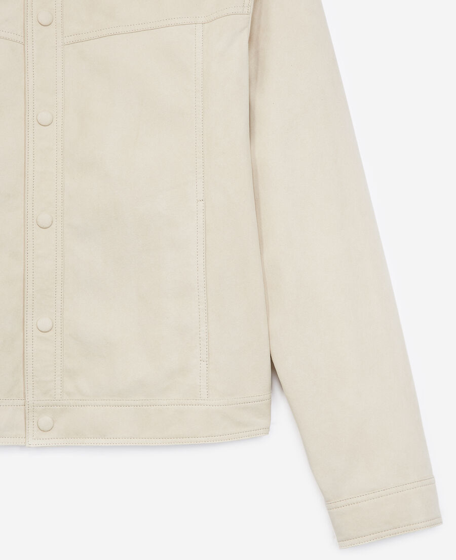 suede-like beige leather shirt w/buttons