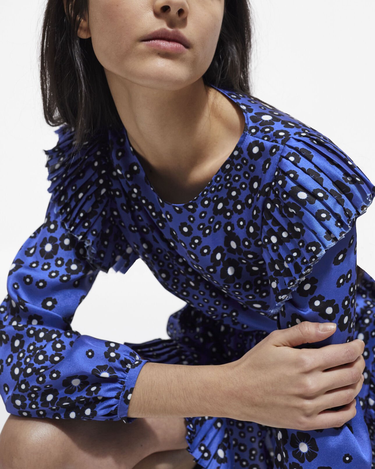 The Kooples FEMME BLUE BLACK robe courte imprimée bleue