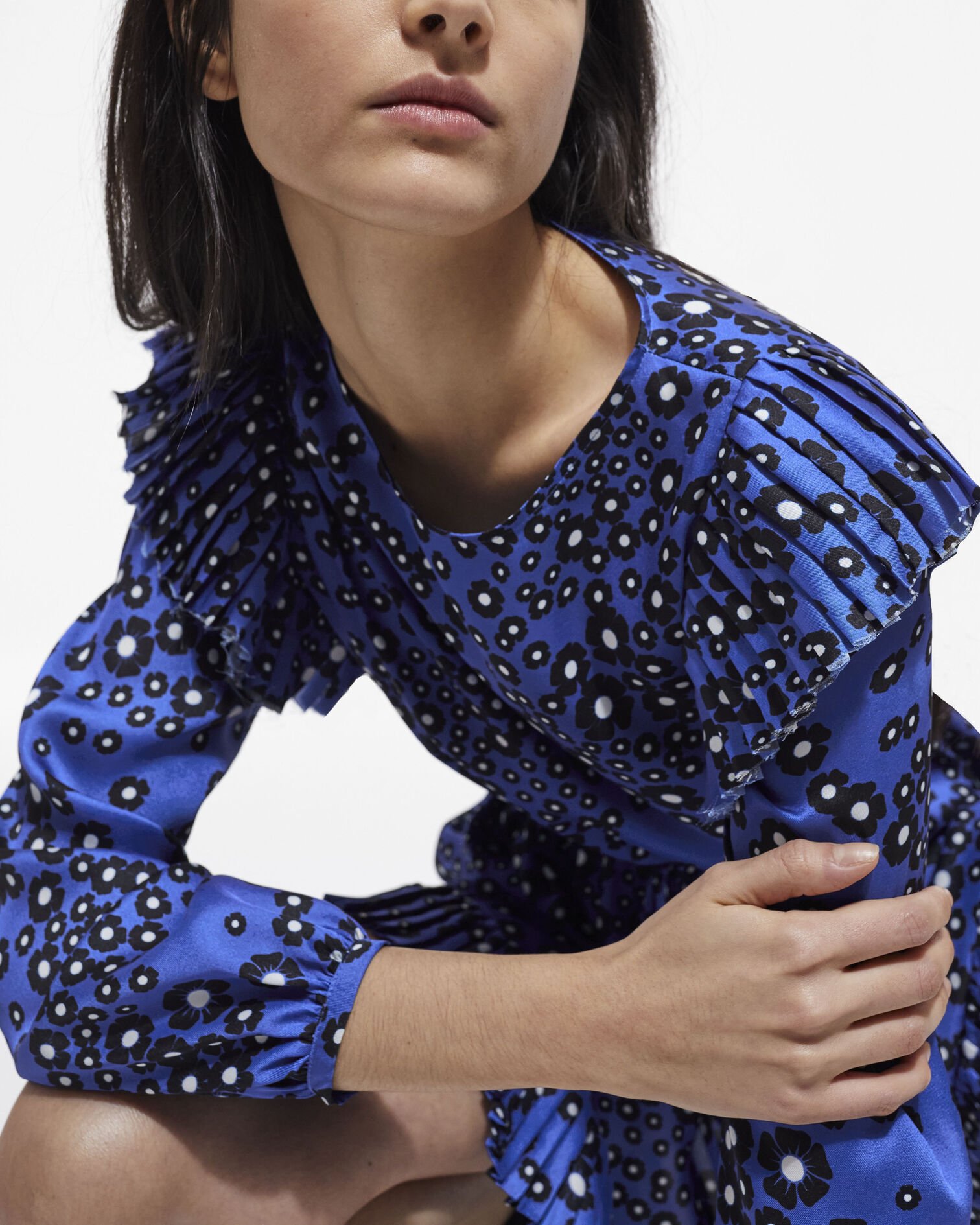 Robe courte imprimée bleue, BLUE BLACK, hi-res image number null
