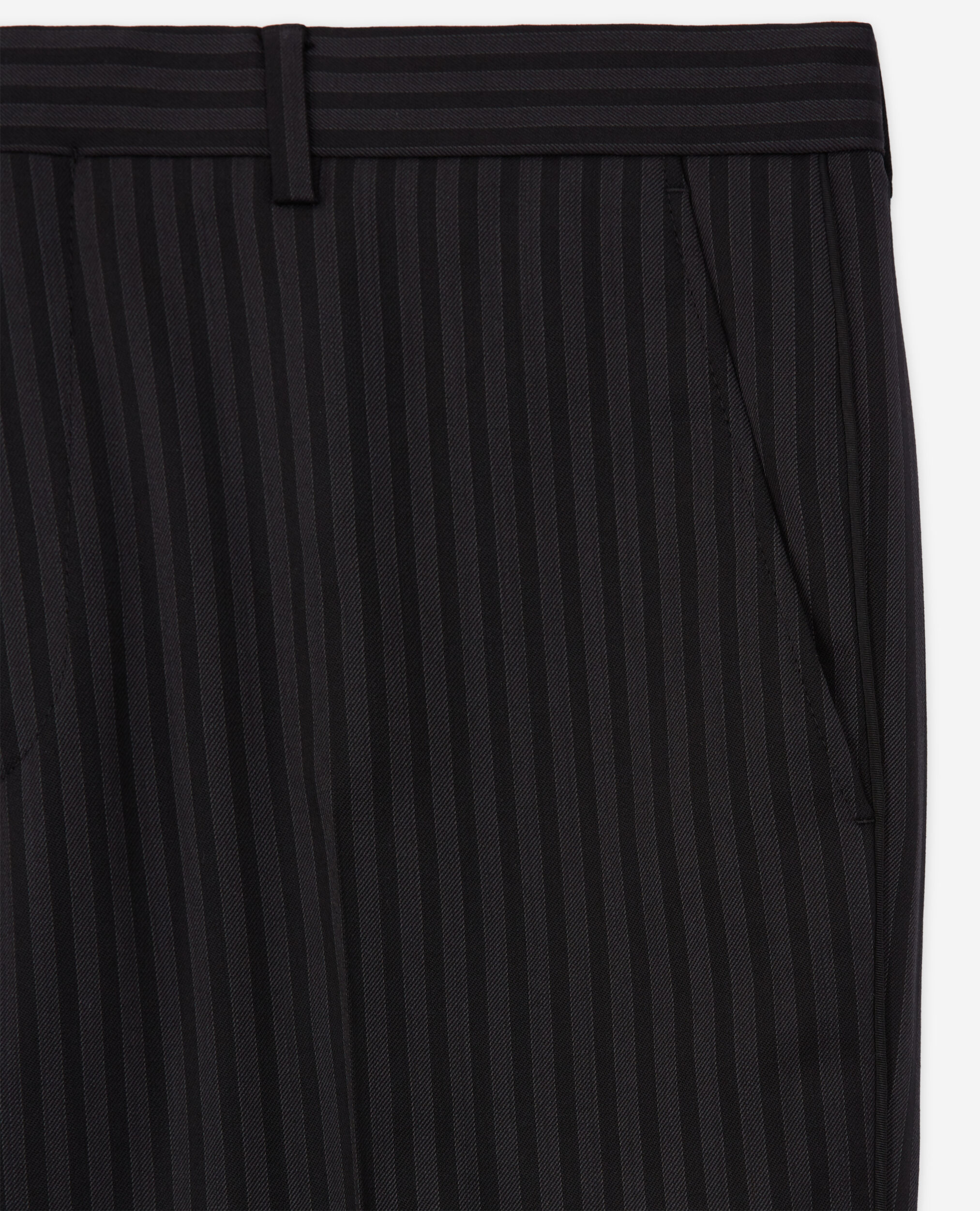 Pantalon de costume en laine à rayures, BLACK GREY, hi-res image number null