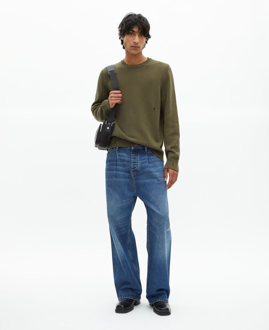 The Kooples MEN KAKI khaki openwork sweater