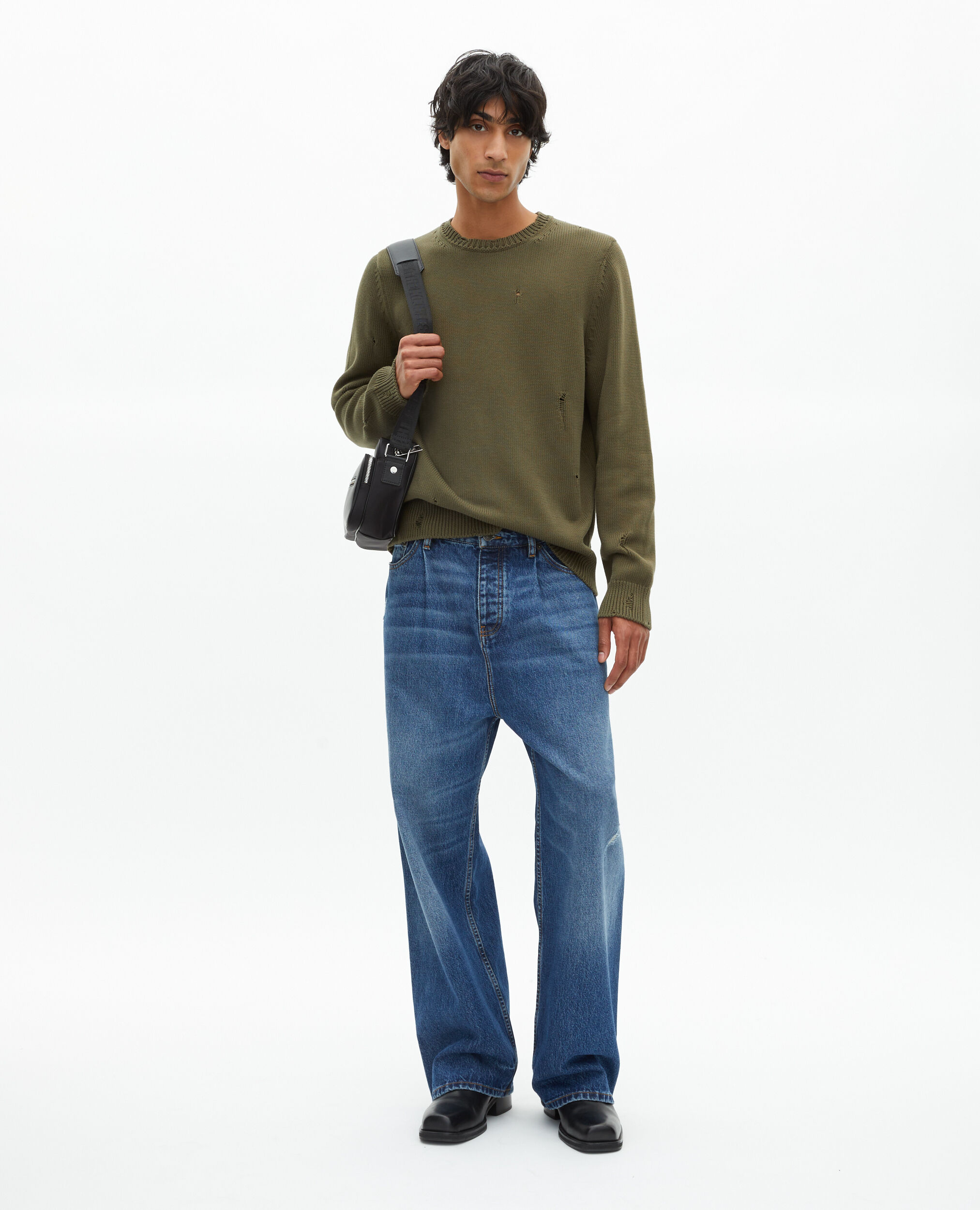 Khaki openwork sweater, KAKI, hi-res image number null