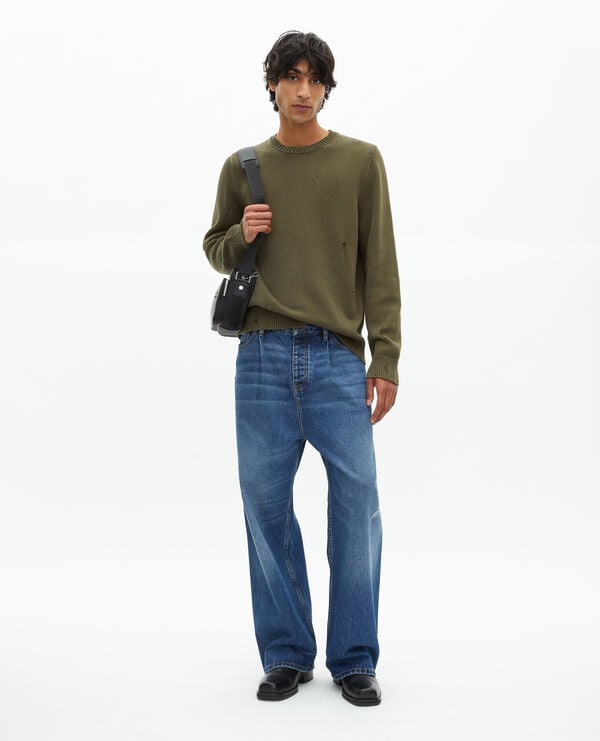 The Kooples H KAKI khaki openwork sweater
