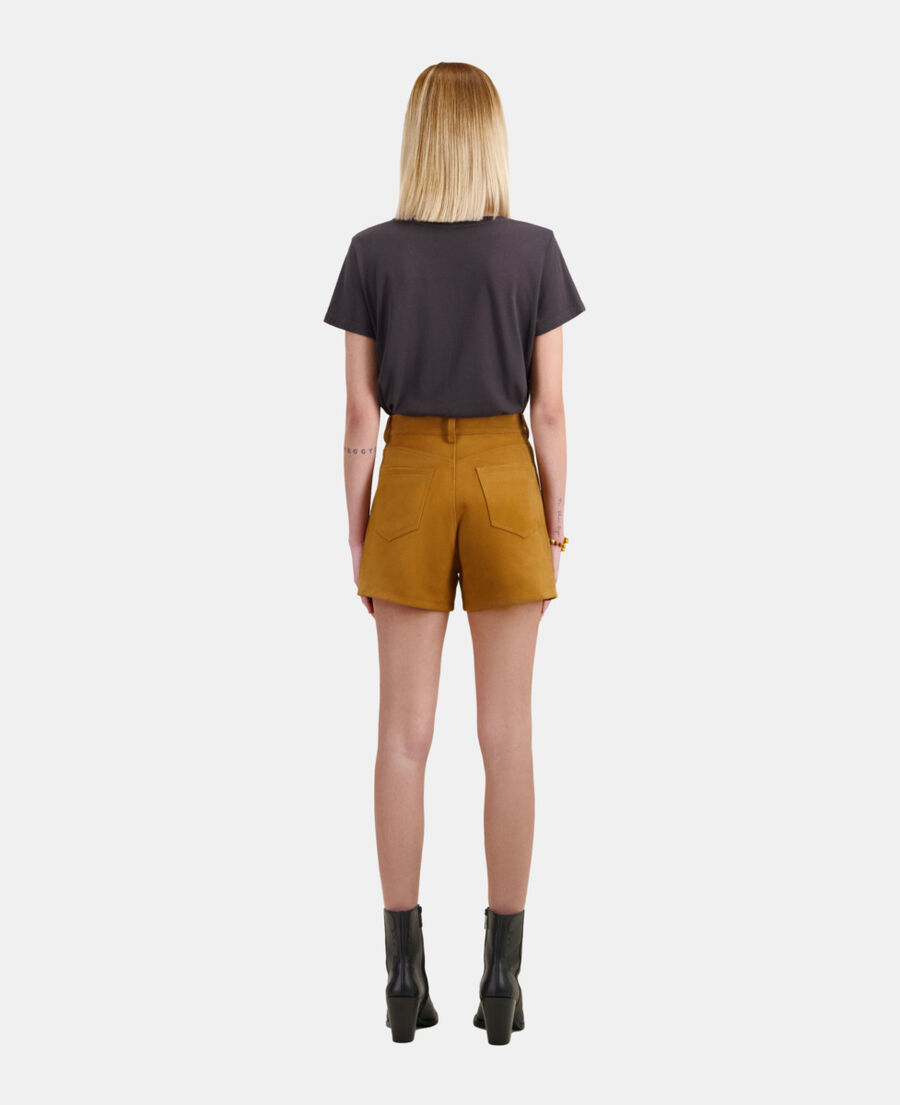 The Kooples F CAMEL camel leather shorts with fringes