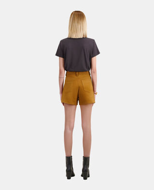 The Kooples F CAMEL camel leather shorts with fringes