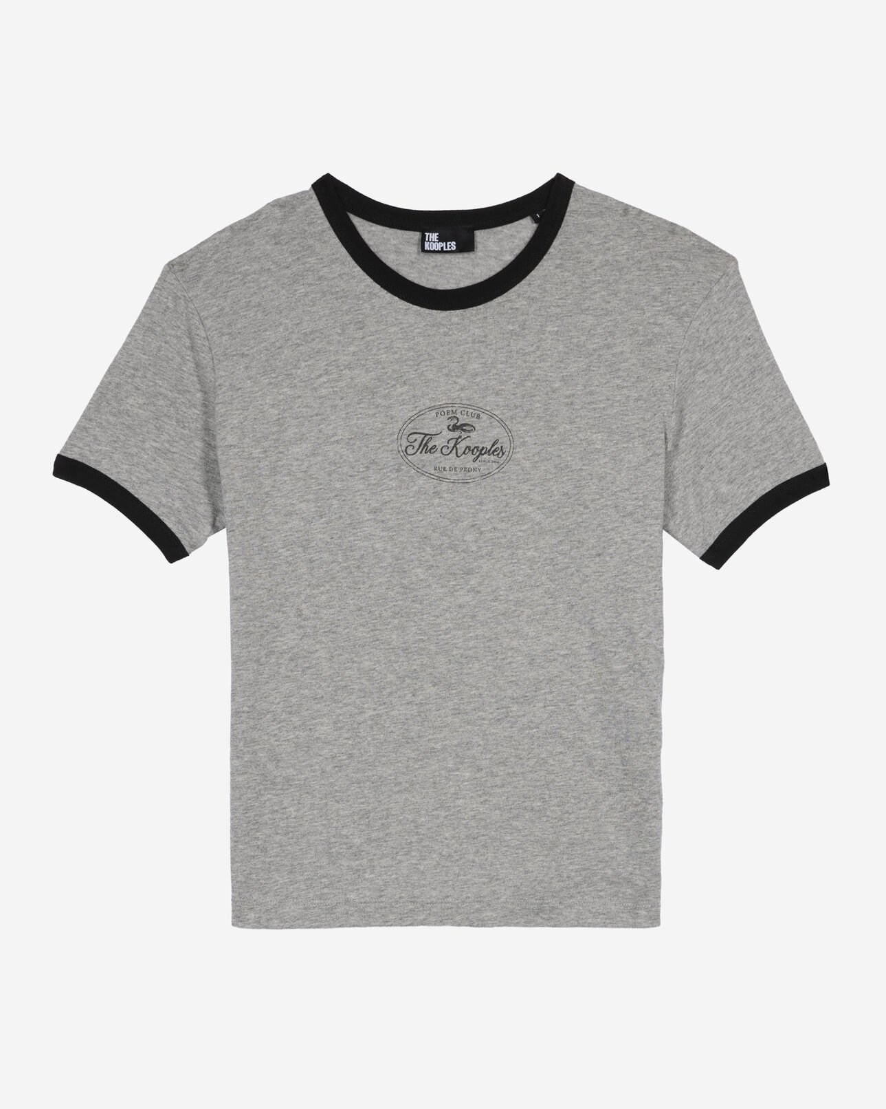 The Kooples DAMEN GREY MELANGE t-shirt mit grauem siebdruck