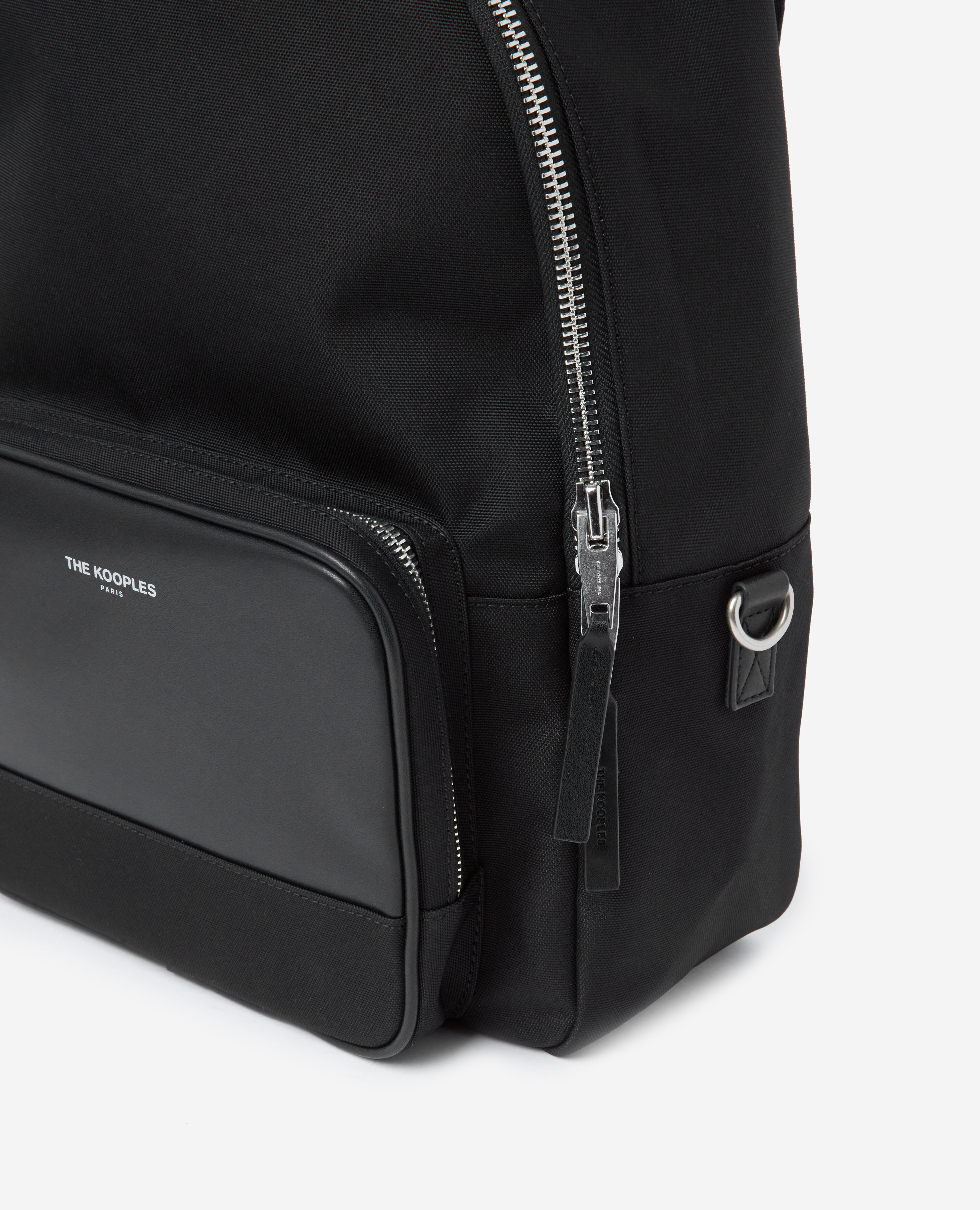 Black backpack with imitation leather pocket The Kooples