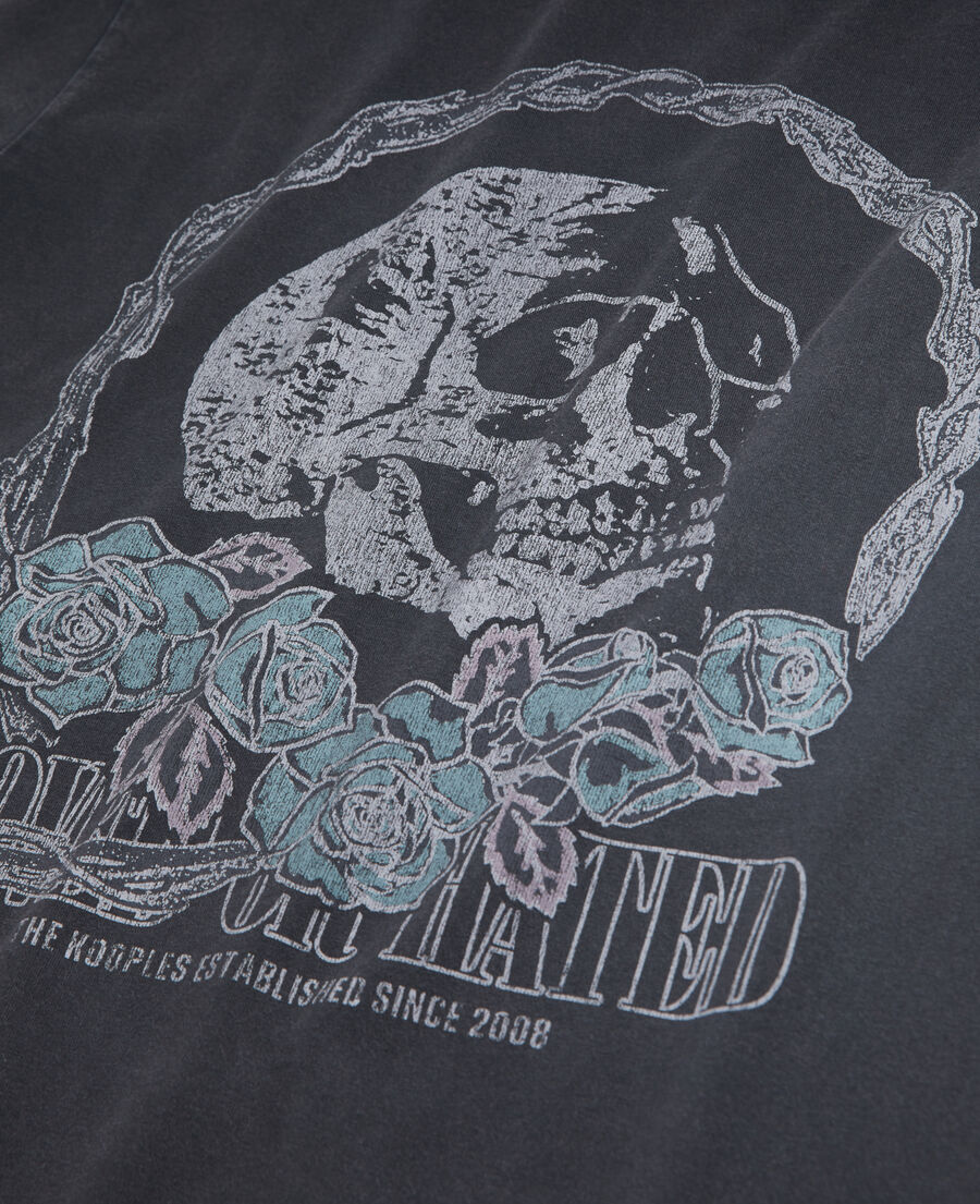 camiseta negra serigrafía vintage skull para hombre