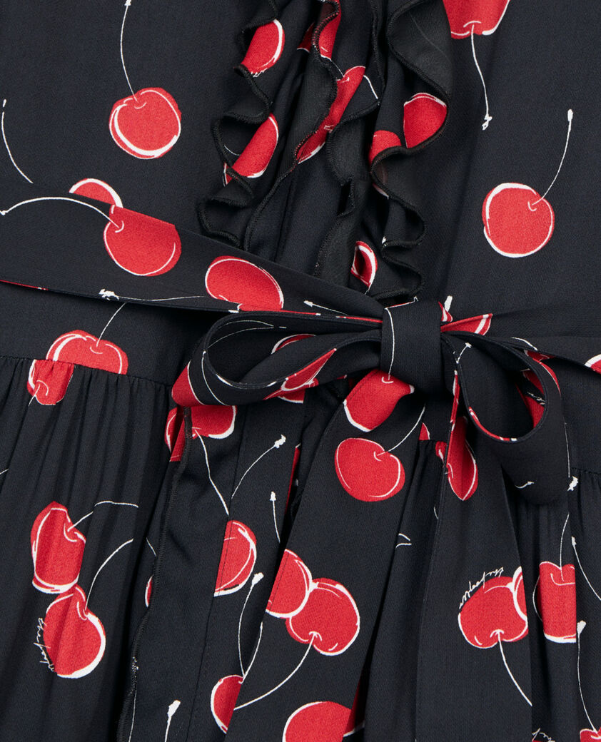 The Kooples FEMME BLACK - RED robe courte avec imprimé cerise