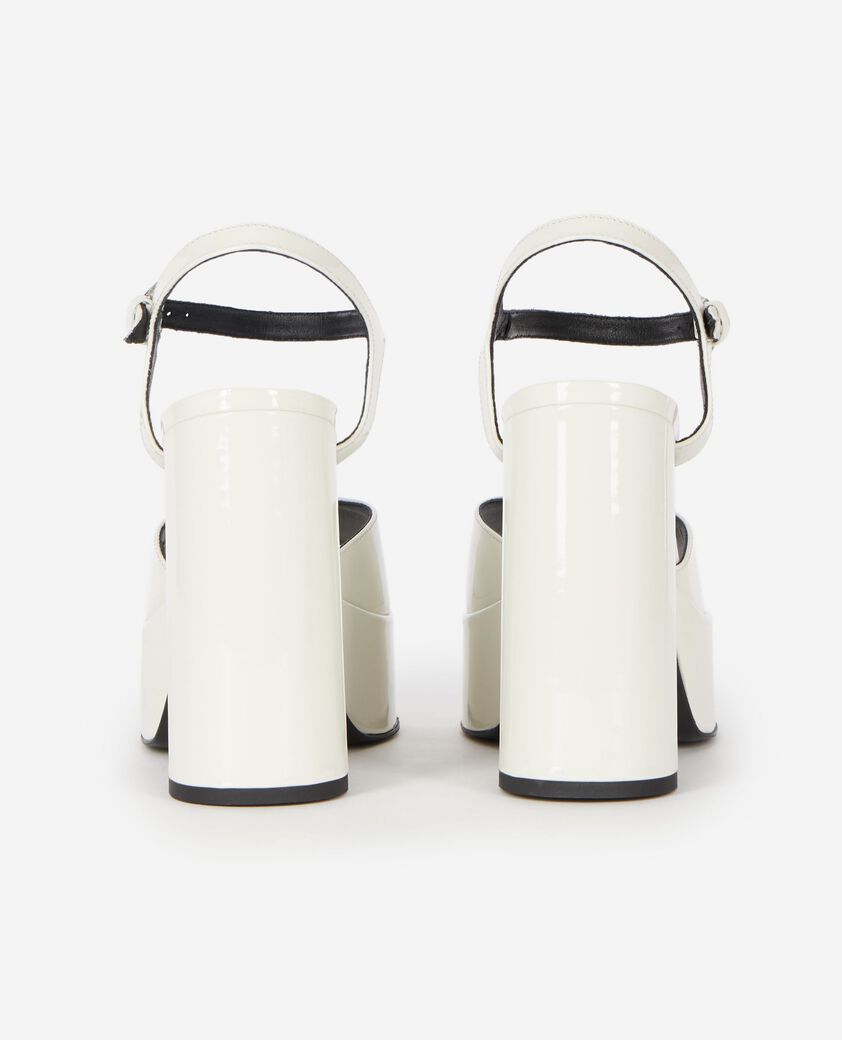 The Kooples WOMEN ECRU white patent leather heeled sandals