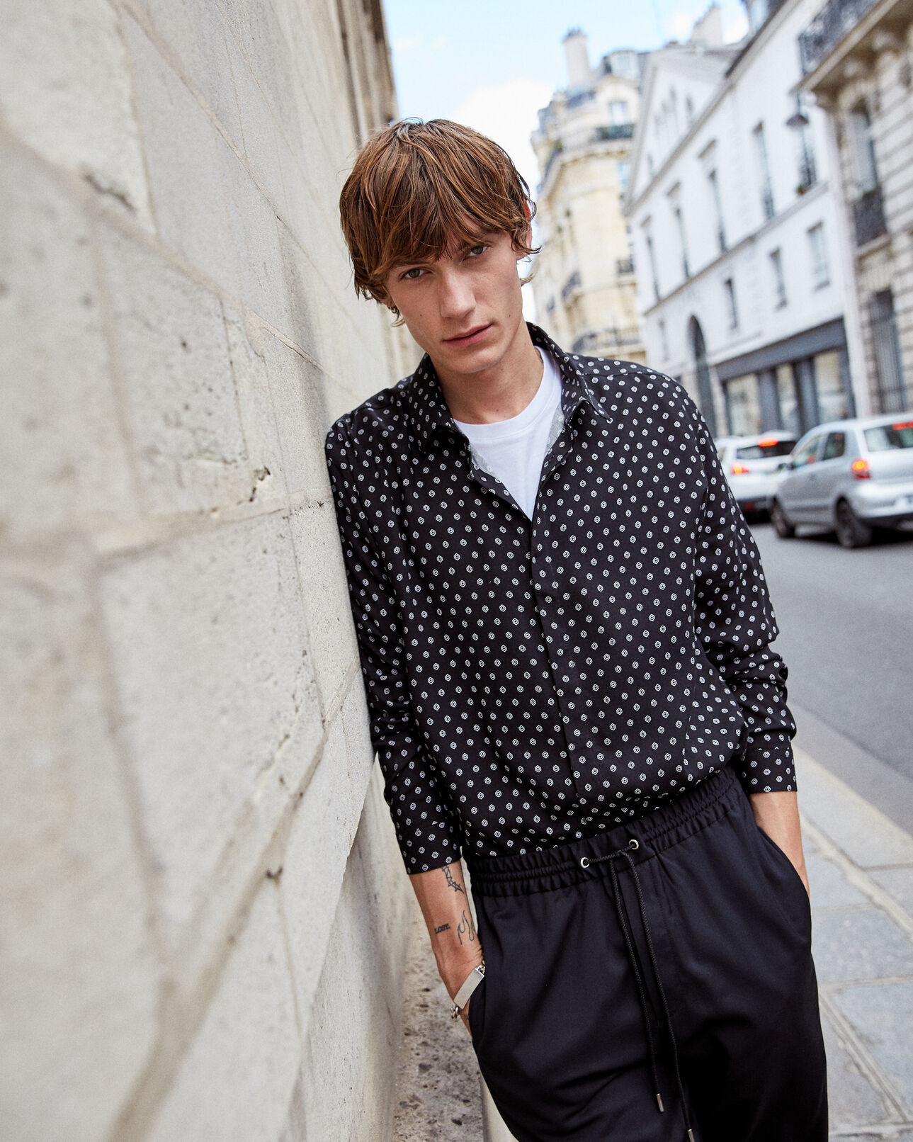 The Kooples MEN BLACK WHITE black printed shirt