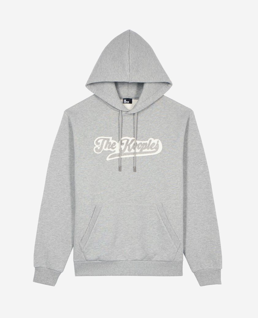 The Kooples HERREN GREY MELANGE kapuzen-sweatshirt mit grauem patch