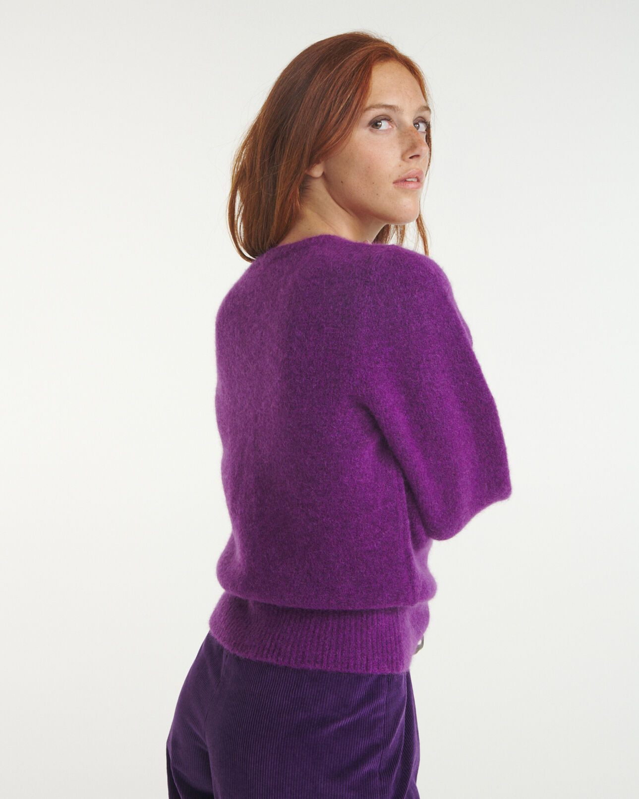The Kooples WOMEN PURPLE purple v-neck sweater with loose sleeves