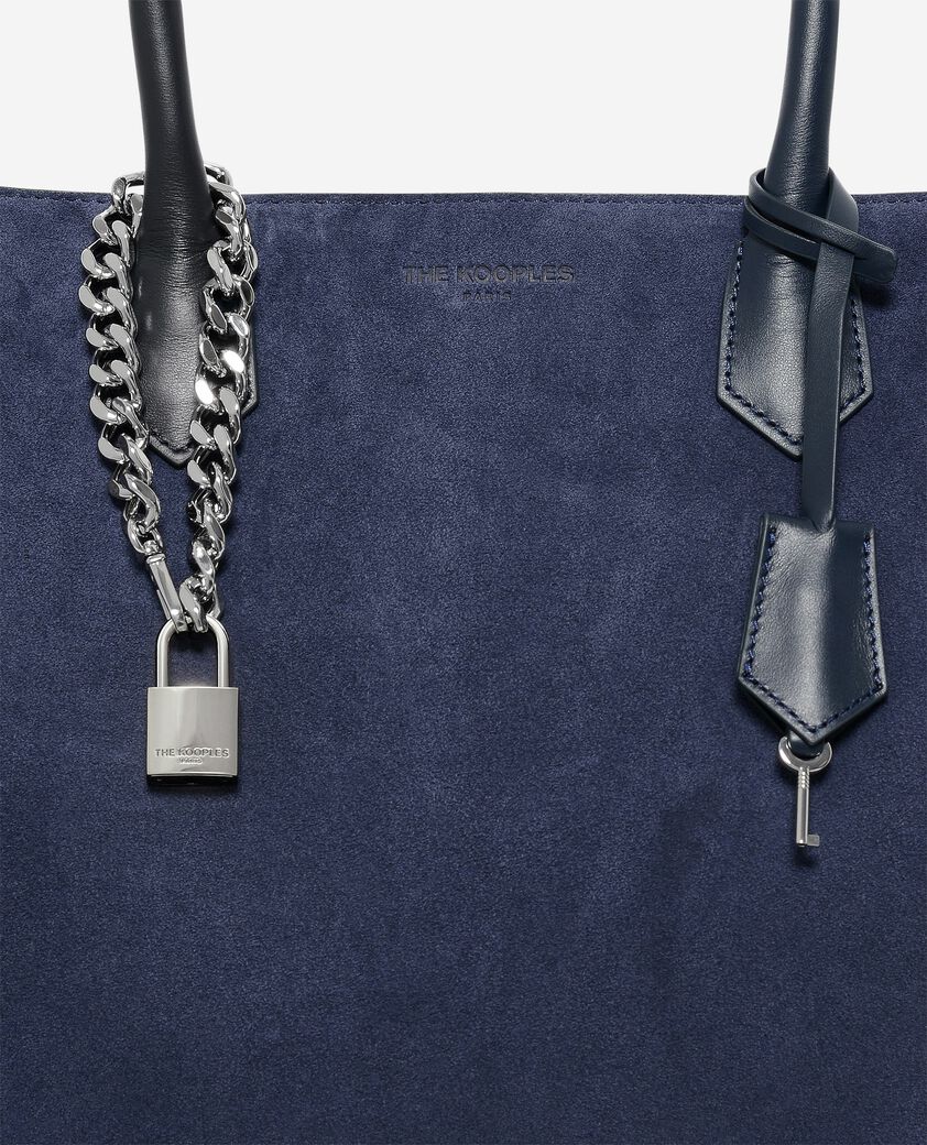 The Kooples FEMME NAVY sac cabas ming l en su&egrave;de marine