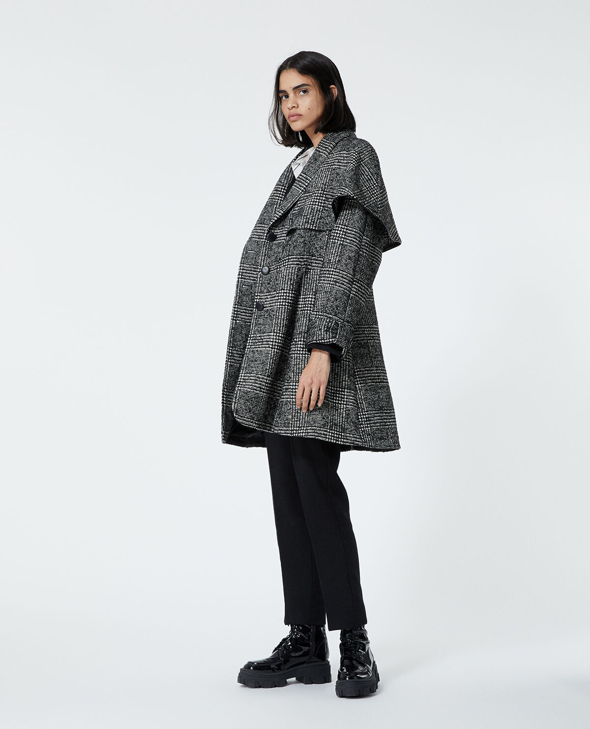 Two tone cape effect wool coat The Kooples
