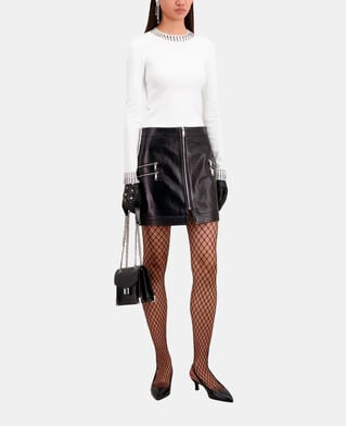 The Kooples FEMME BLACK jupe courte en cuir noire