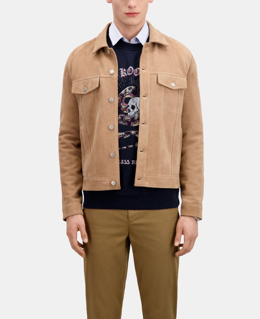 The Kooples HERREN BEIGE beige jacke aus veloursleder
