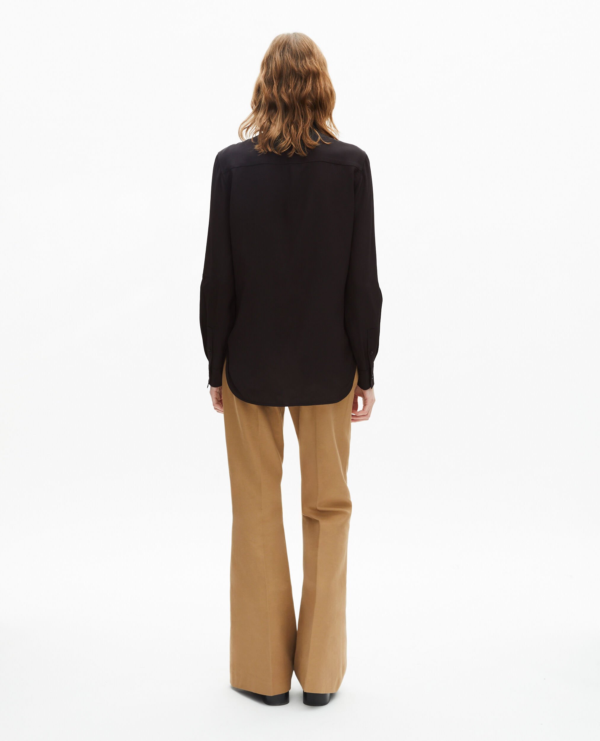 Black silk shirt, BLACK, hi-res image number null