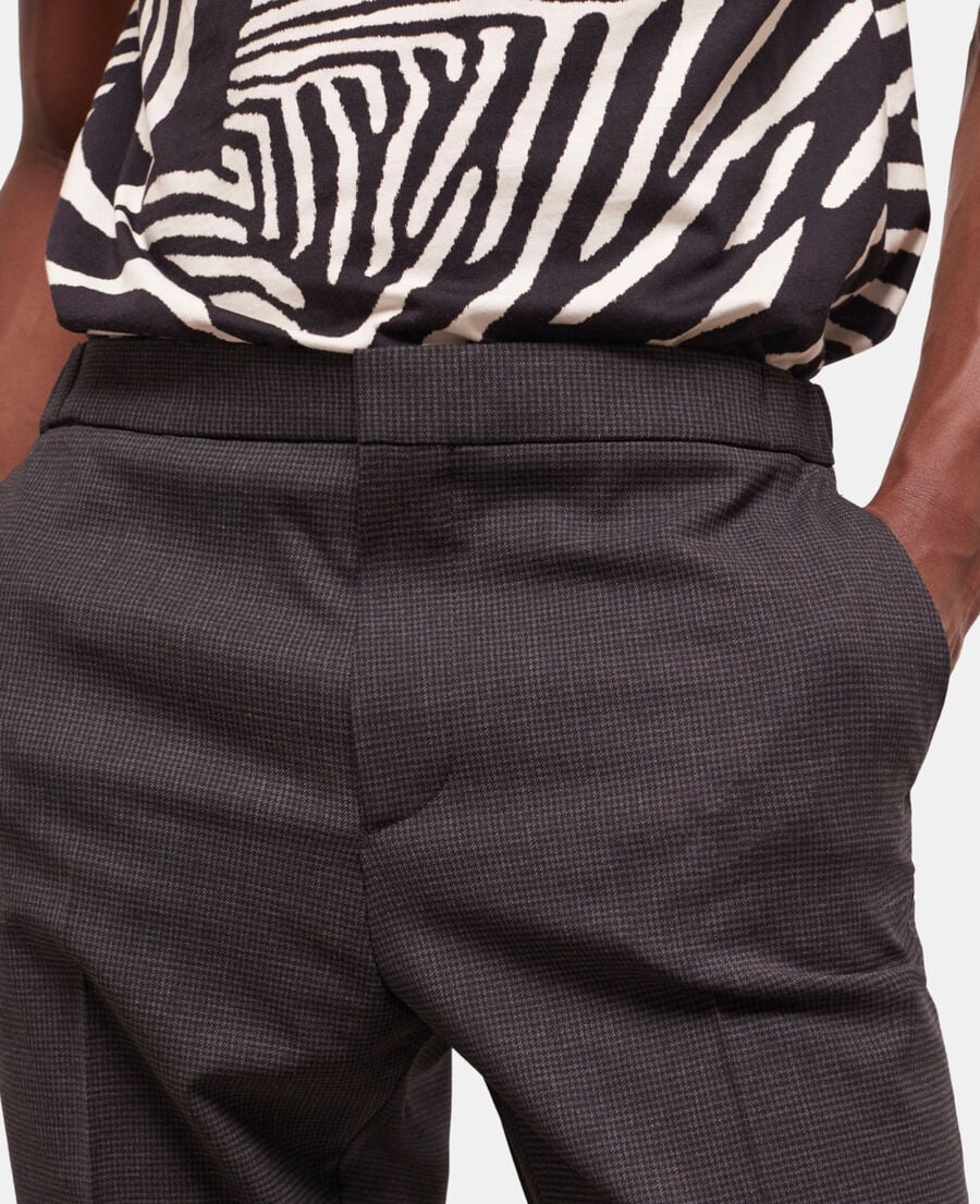 The Kooples MEN BLACK GREY houndstooth wool suit pants