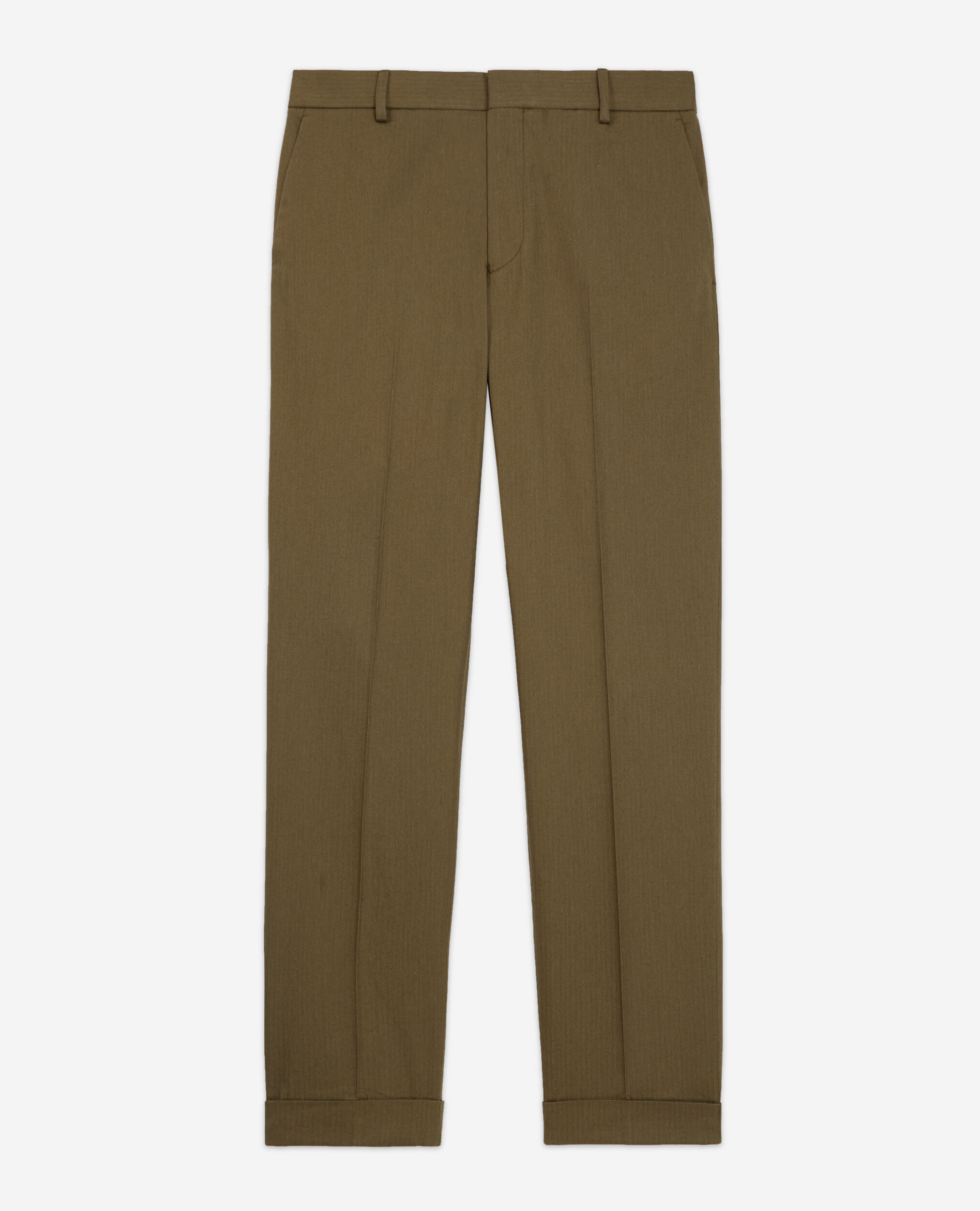 Khaki cotton carrot pants with lapels, KAKI, hi-res image number null