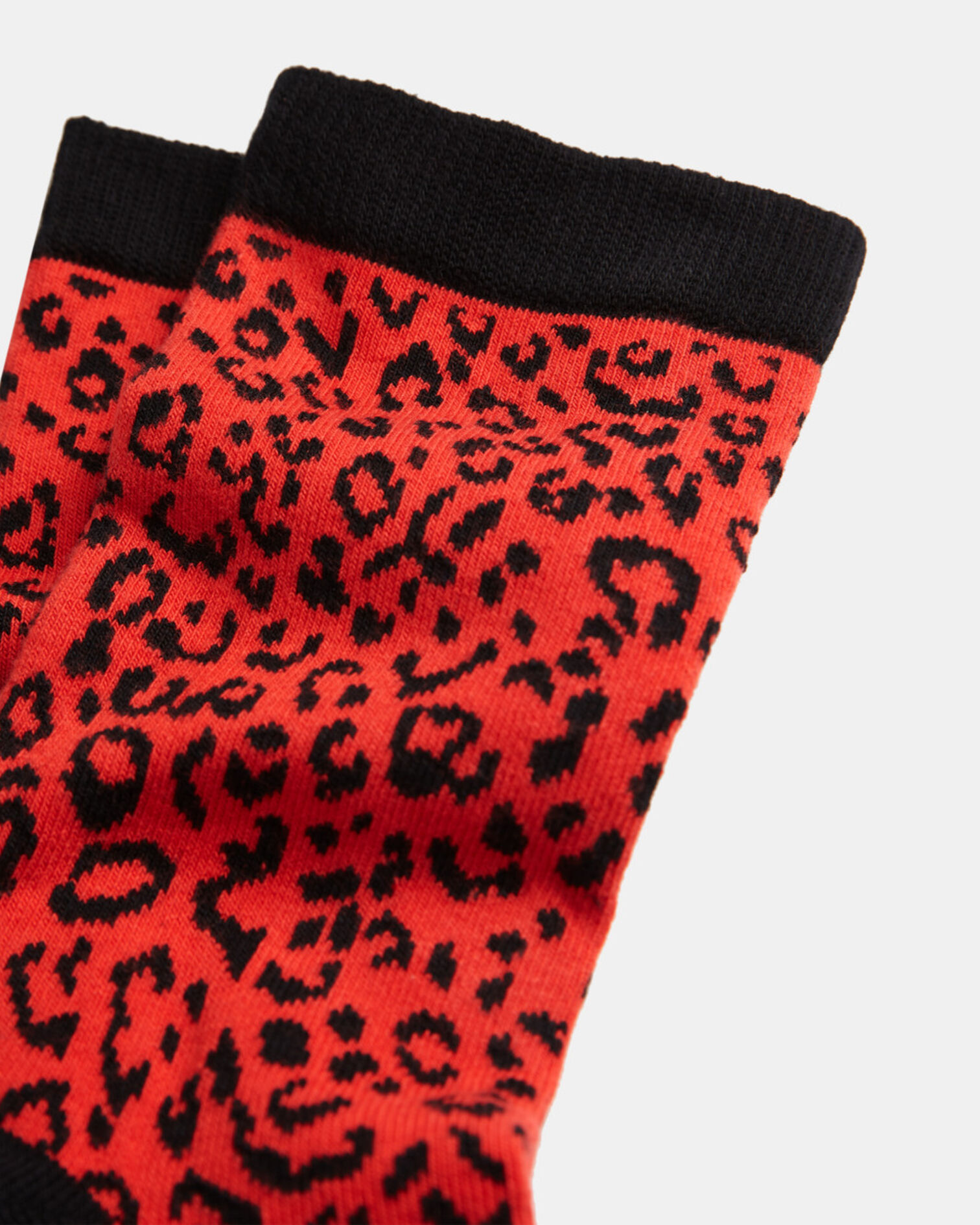 Red leopard print socks, RED / BLACK, hi-res image number null