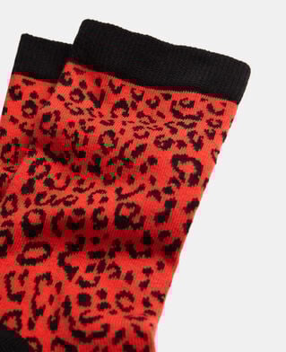 The Kooples MIXTE RED / BLACK chaussettes l&eacute;opard rouge