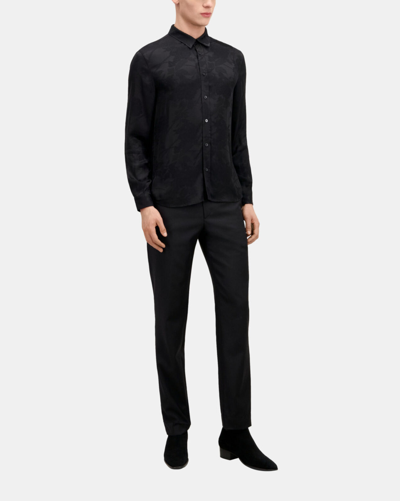 The Kooples HOMME BLACK chemise jacquard à fleurs noire