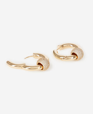 The Kooples F GOLD gold-plated hoop earrings with rhinestones