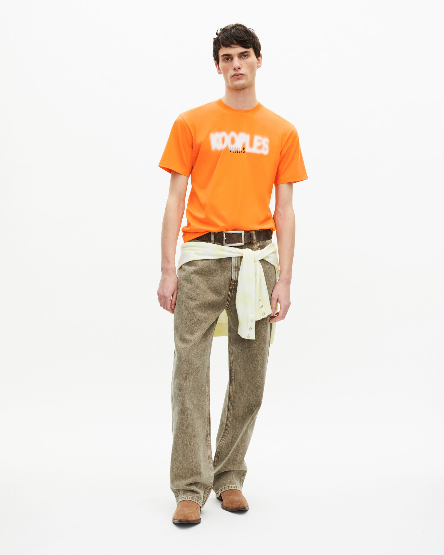 T-shirt with orange logo screen print, ORANGE, hi-res image number null