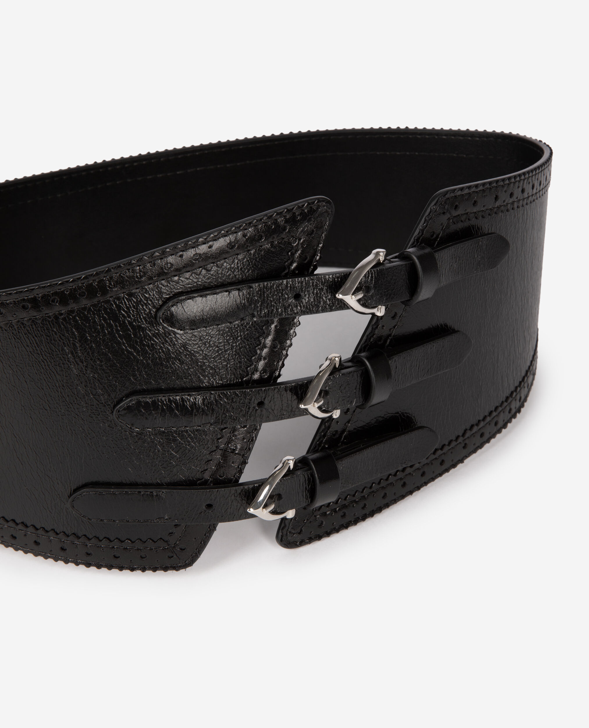 Cinturón corsé piel negro hebillas, BLACK, hi-res image number null