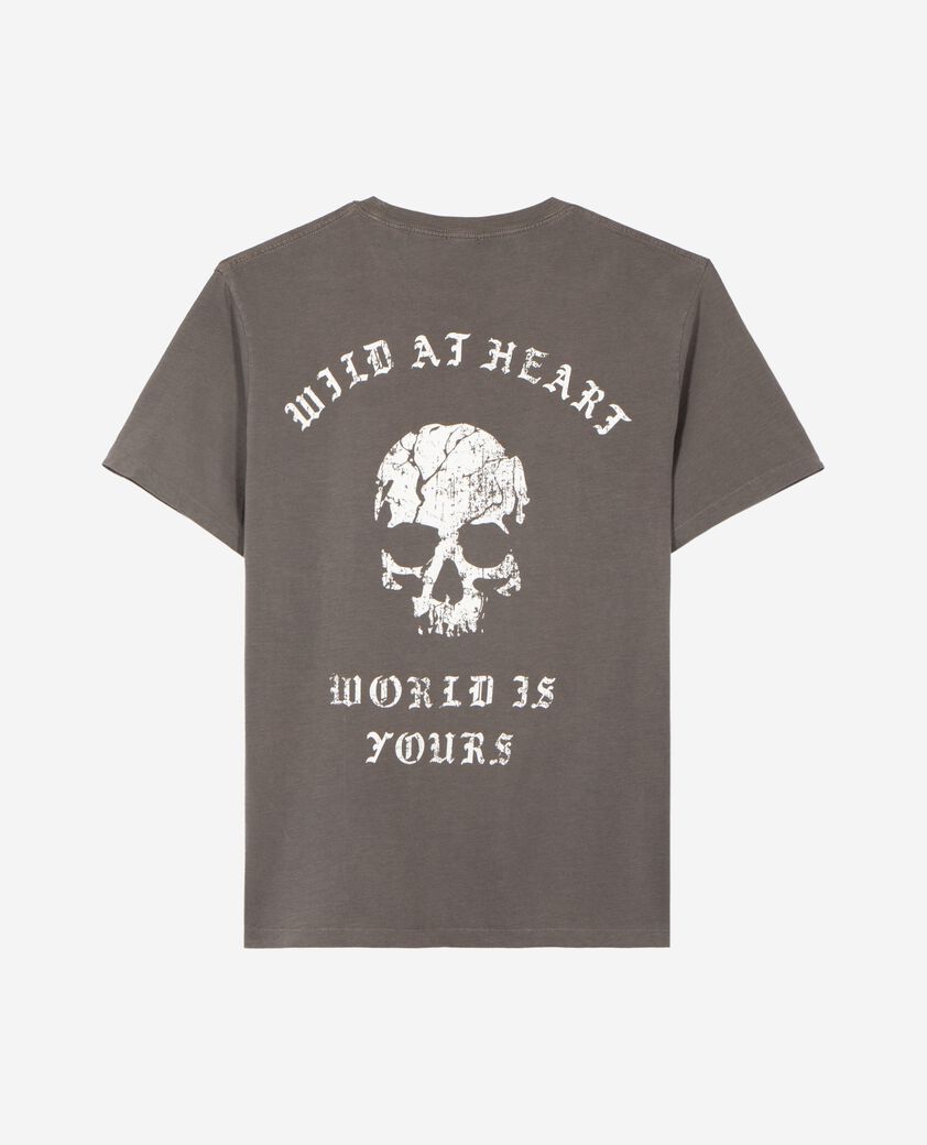 The Kooples HOMME GREY MELANGE t-shirt avec s&eacute;rigraphie skull gris
