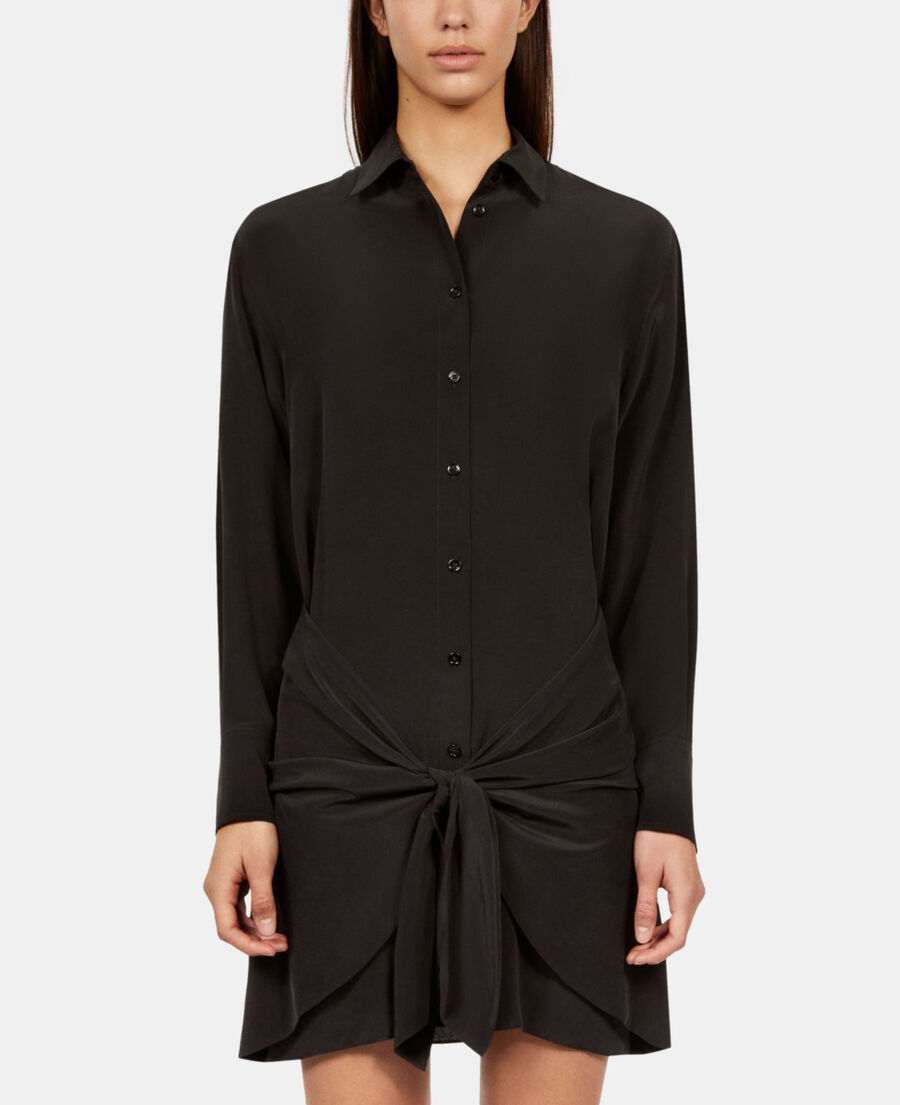 The Kooples WOMEN BLACK short black shirt dress with bow