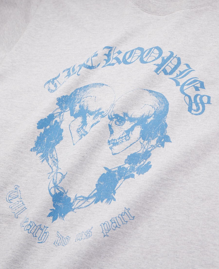 The Kooples HOMME GREY MELANGE t-shirt avec s&eacute;rigraphie gris clair