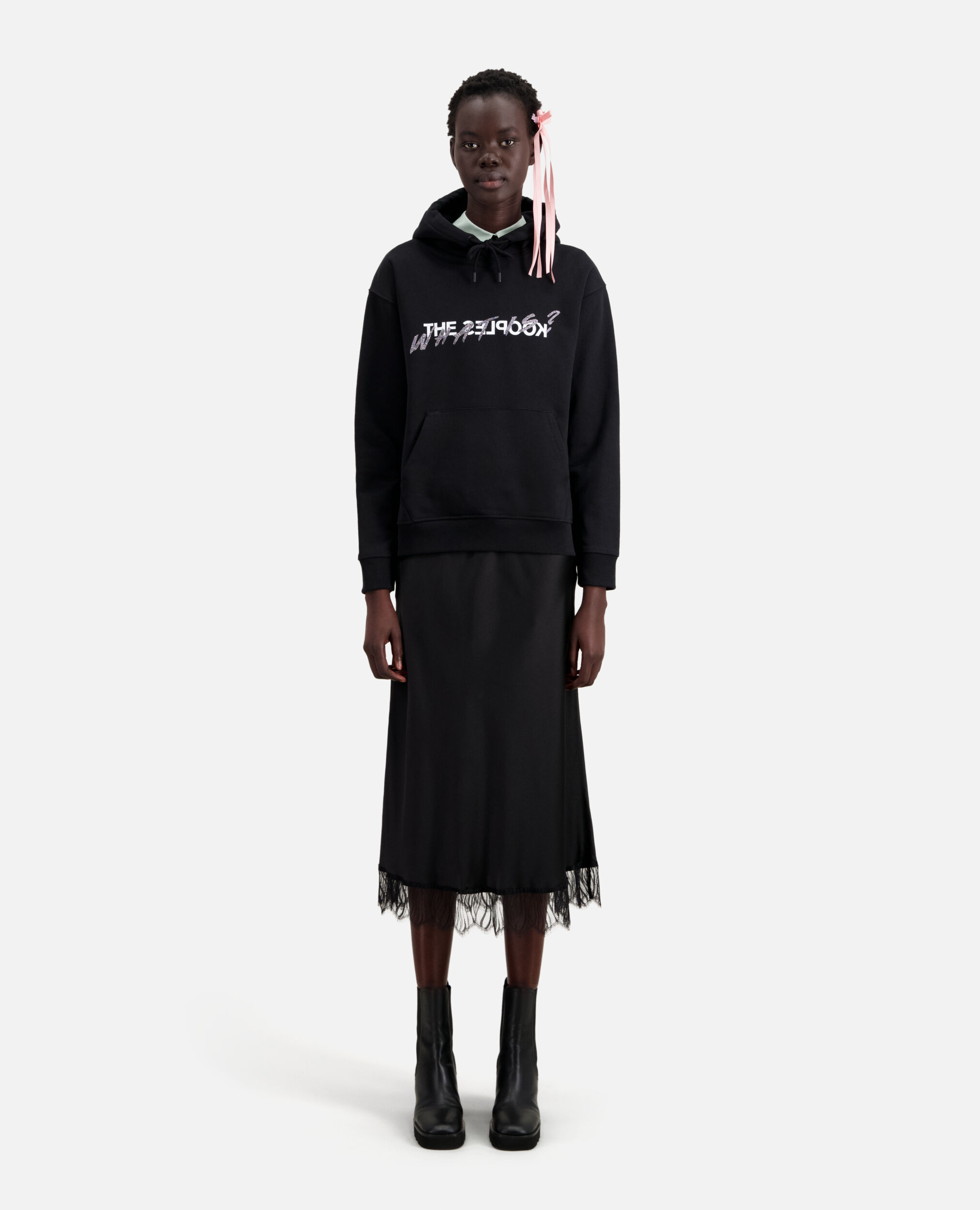 Black What is sweatshirt with rhinestones, BLACK, hi-res image number null
