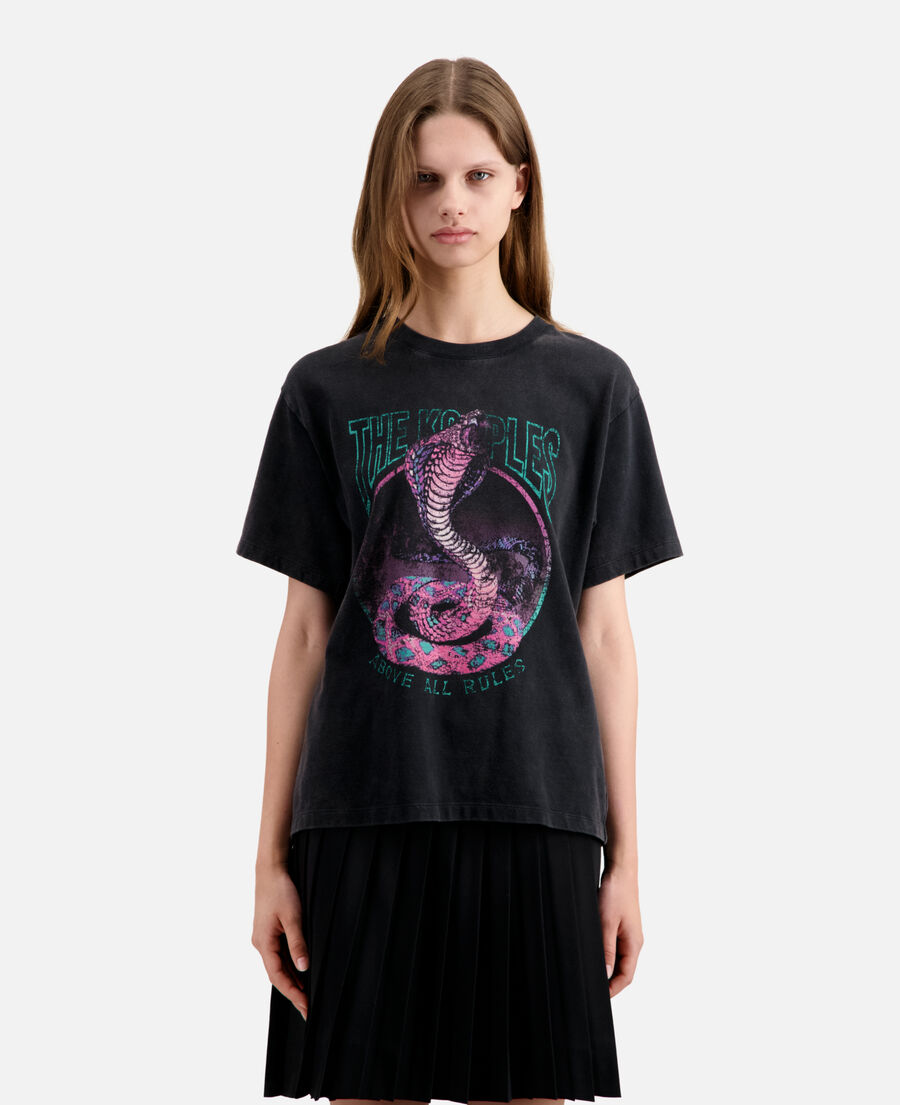 t-shirt femme noir avec sérigraphie cobra