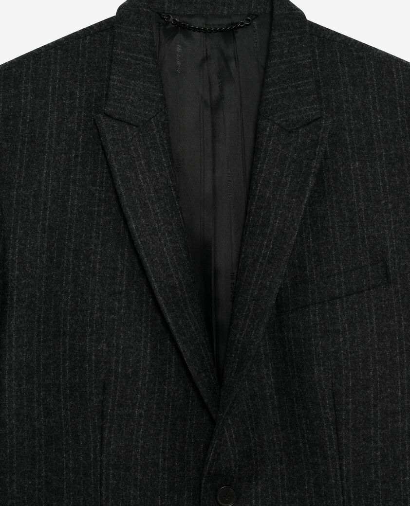 The Kooples H PEARL GREY dark grey pinstripe straight suit jacket