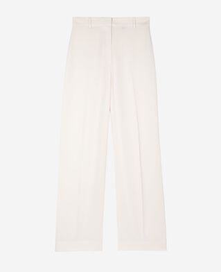 The Kooples WOMEN WHITE wide-leg pants in ecru satin